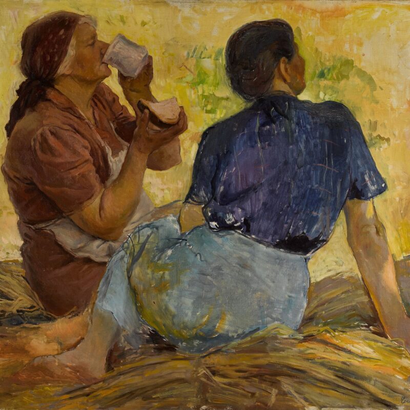 Ženy na poli – Alena Čermáková, 1952. Obraz, olej na plátně.