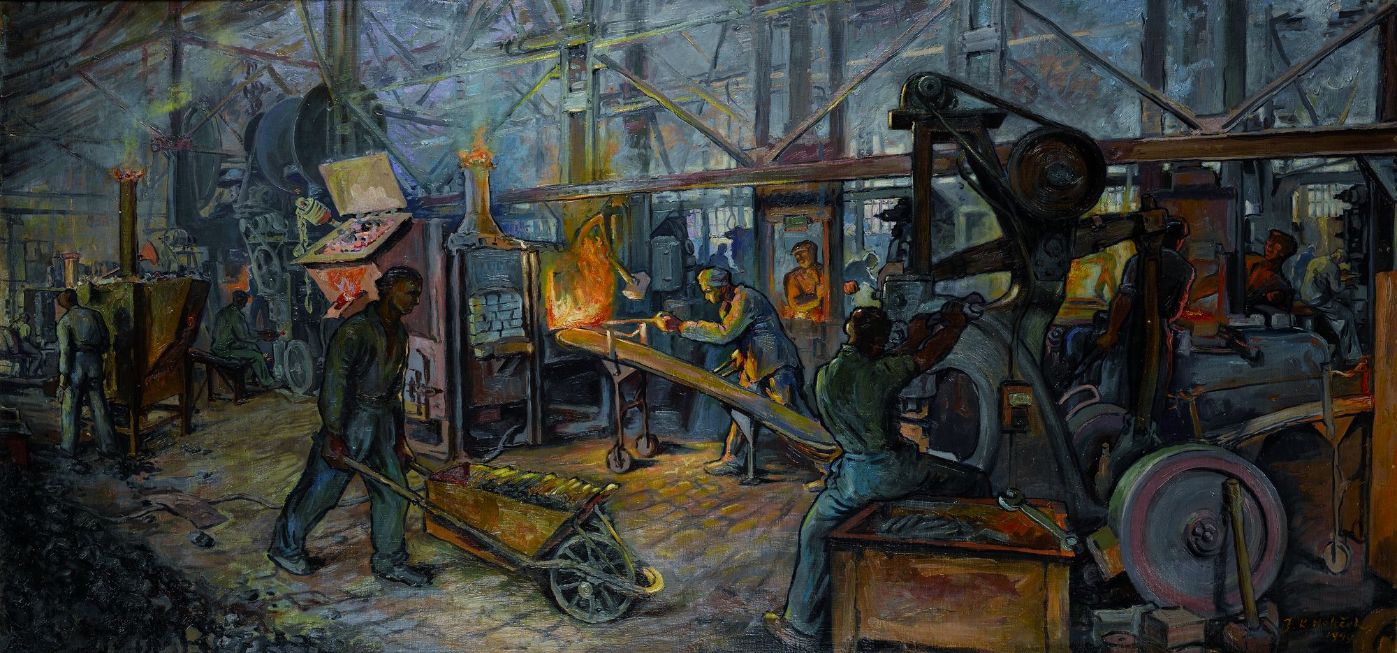 Kovárna T345 – Jaroslav K. Holeček, 1949. Obraz, olej na plátně.