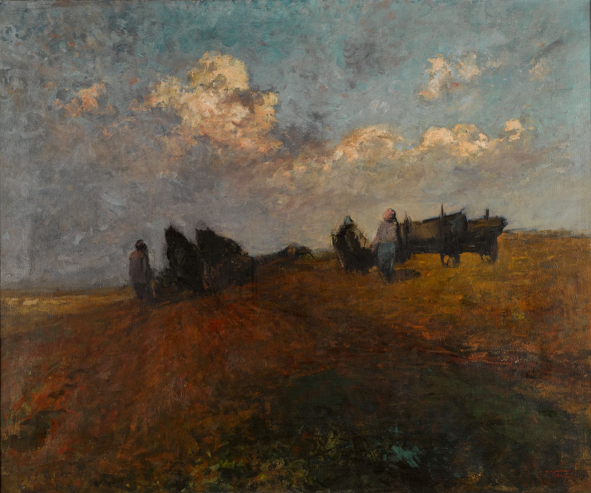 Sklizeň brambor – Václav Trefil, 1954. Obraz, olej na plátně.