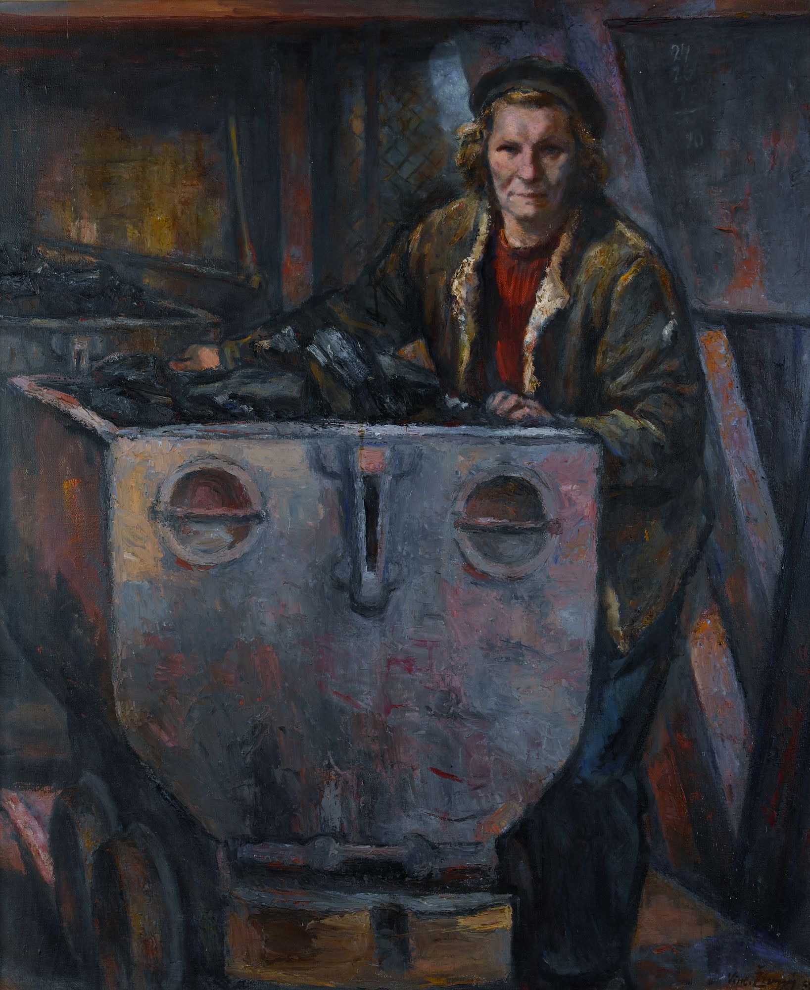 Portrét Boženy Živné, hornice z Kladna – Vincenc Živný, 1950. Obraz, olej na plátně.